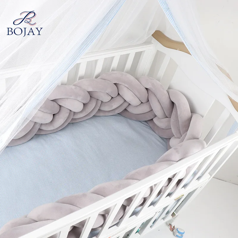 Soft Knot Plush Pillow - 6 Strands Braided Baby Crib Bumper Pads Fashion Nursery Cradle Decor for Baby Toddler and Children