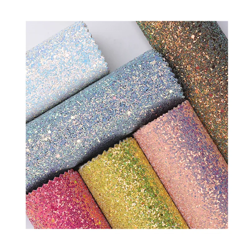 synthetic leather fabric chunky glitter for handbags making ladies shoes materials wholesale
