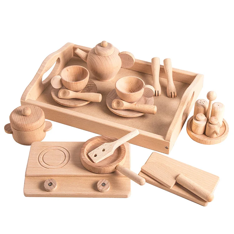 Wholesale Children Simulation Kitchen Accessories Pretend Play Wooden Education kitchenware cooking toys for kids