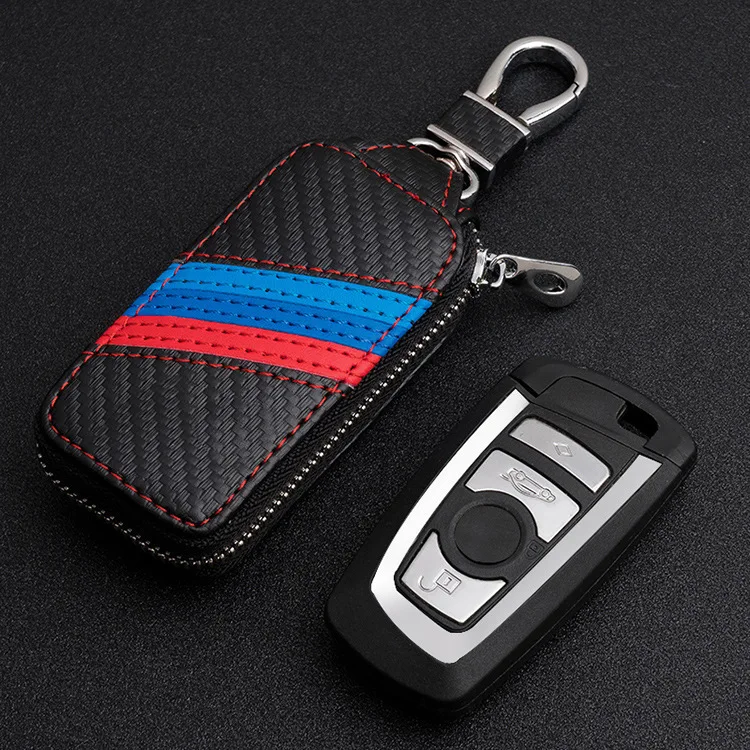 Rfid Bocking Coin  Wallet Car Custom Black PU Key Chain Bags Case Holder Key Wallets For Man
