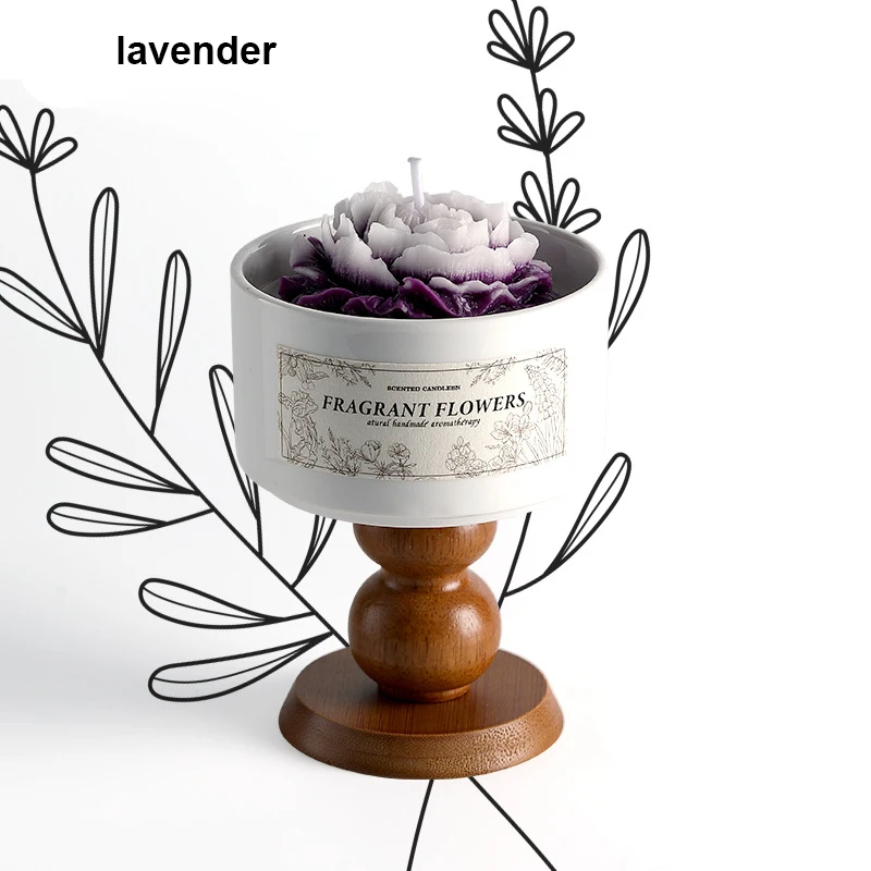 Wholesale unique design soy wax infused custom flower wax shape candle for gift