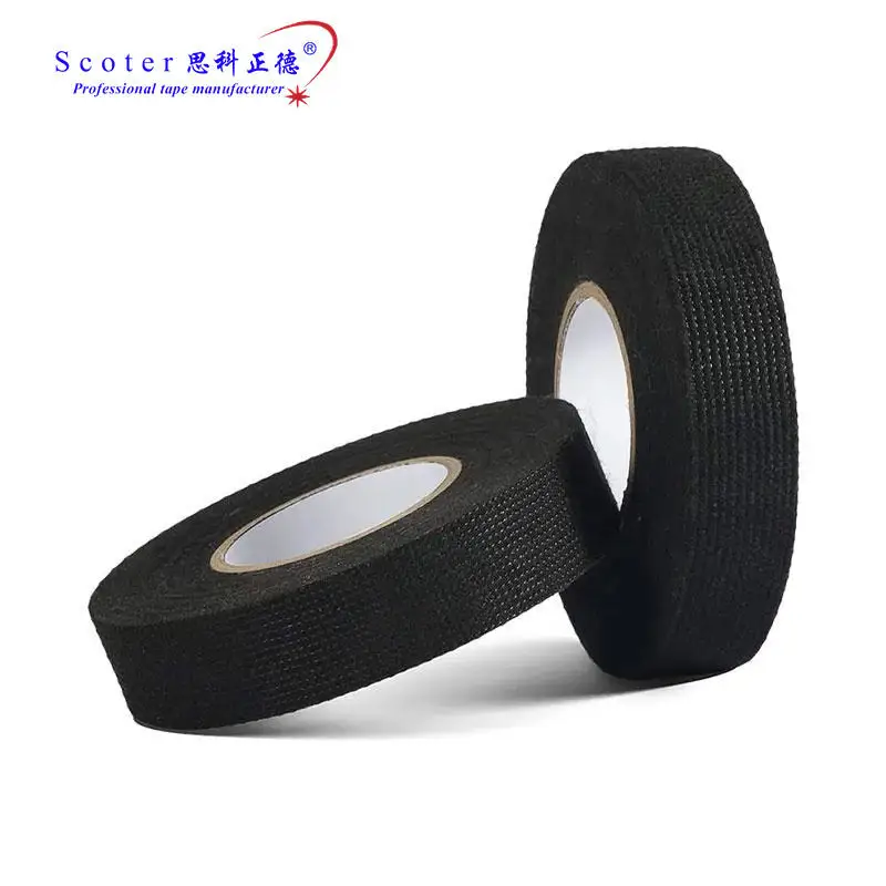 Automotive industry pet cloth wiring harness tape black wire cloth harness tape fire retardant polyester tape