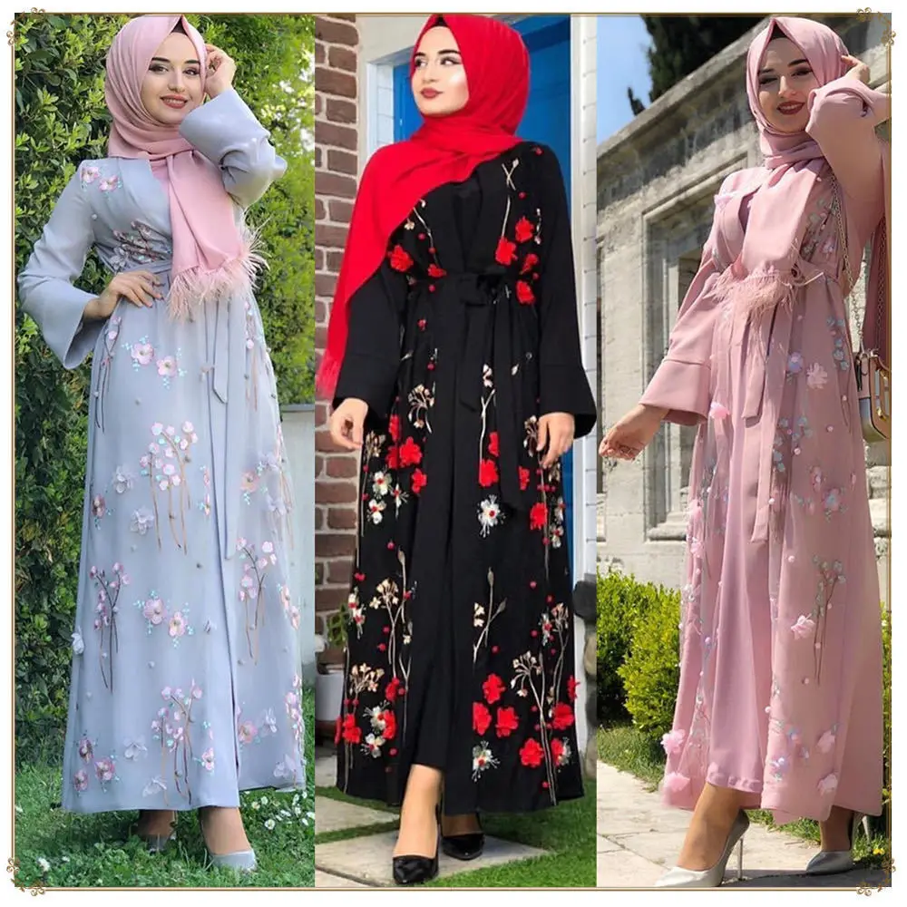 Ramadan Eid Open Abaya Dubai Kaftan Muslim Cardigan Abayas Dresses for Women 2023 Casual Kimono Robe Femme Caftan Islam Clothes
