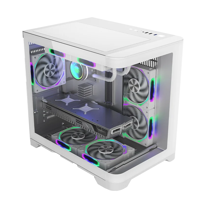 LY Factory Price OEM Curved Glass Full View PC Gamer Cabinet Support ARGB Fan ATX/MATX Cube PC Gamer Case
