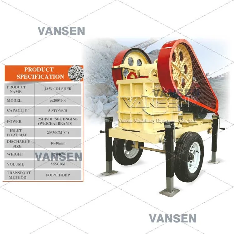 portable small diesel engine ore lime crusher pe jaw crusher for stone