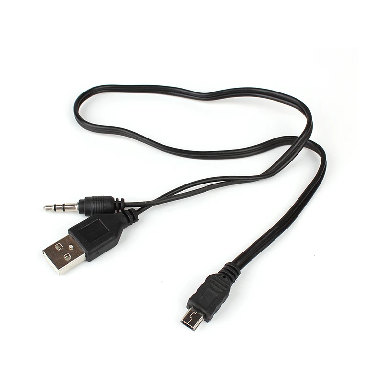 Customize 2 to 1 USB charge cable USB connector audio aux 3.5mm connector to V3 connector power charging cables