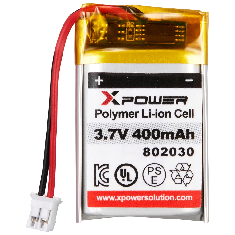 Xpower High Quality UL KC Lithium Polymer Battery 3.7V 400mAh 802030 Rechargeable Li-Ion Battery For Oxygen Monitor
