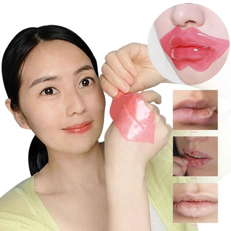 Disposable Transparent Collagen Lip Mask Pink Jelly Crystal Sheet Collagen Lip Mask