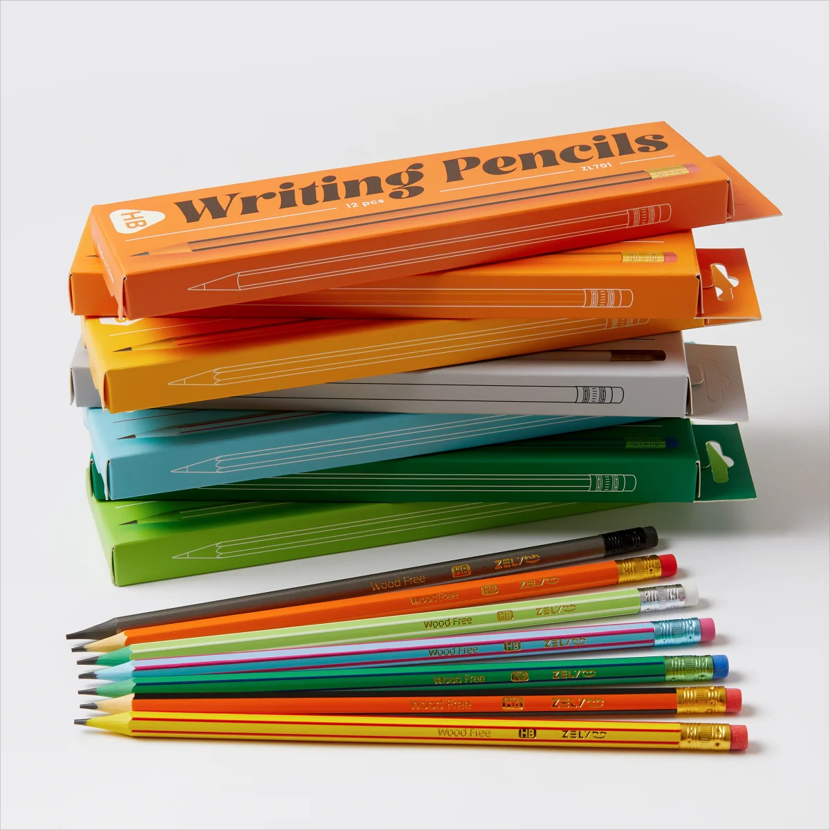 Classic standard HB Pencils hot salle High quality stationery pencil Set 12 Pcs school Student pencils with eraser