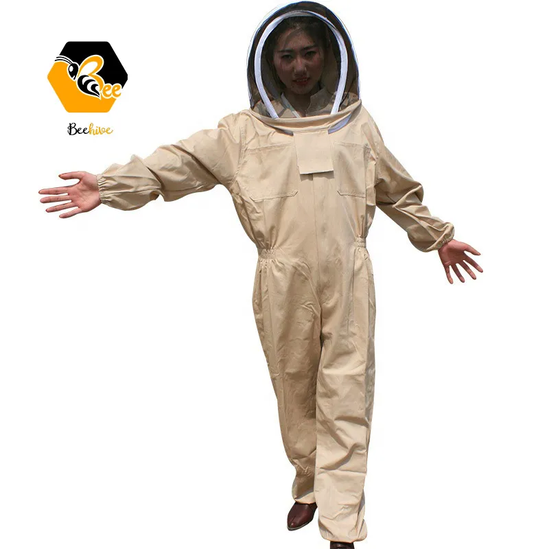 Factory Supplies Pure Cotton Coverall hooded Beekeeping Suit Protection Clothing Ventilated Fencing Veil Bee Suit Jacket