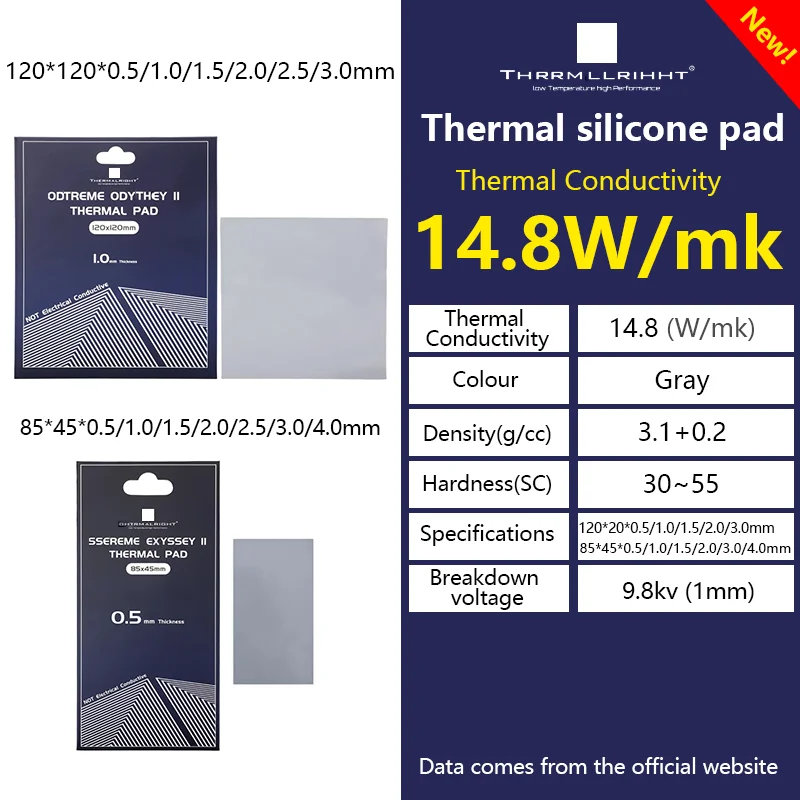 Wholesale 12.8w/mk 3mm 2mm 1.5mm Silicone Conductive Cooling Interface Material Soft Gelid Gpu Cpu Led Thermalright Thermal Pad