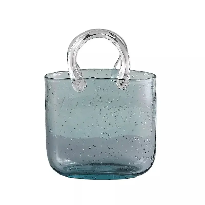 HY OEM creative glass vase for flowers decoration fruit storage boxes living room crafts flower arrangement handbag bag vase