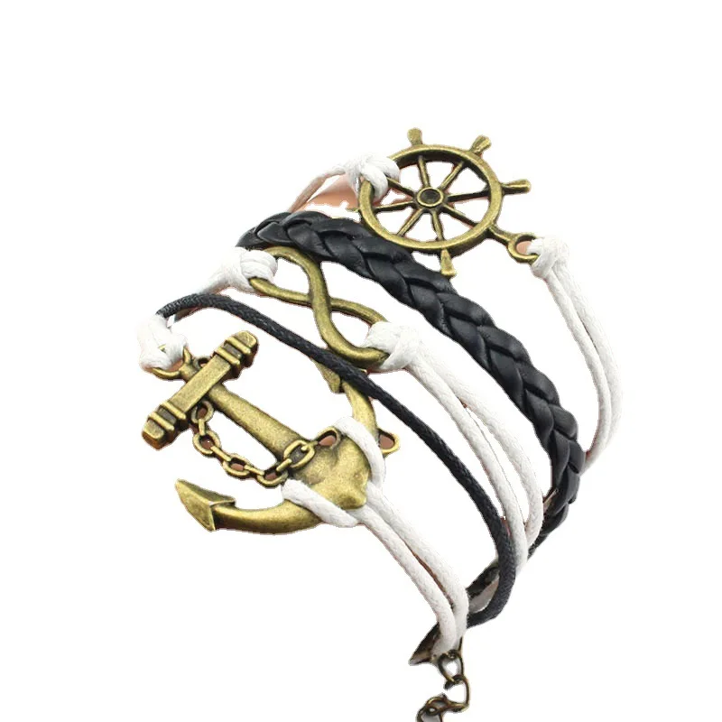 DIY Hand-Woven Boat Anchor Infinity Eight Multi-Layer Vintage Bracelet