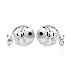 Factory Wholesale S925 Sterling Silver Rhodium Plated Pendant Gemstone Lovely Little Fish Stud Earrings for Girls Party Gift