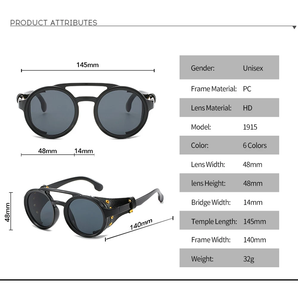 Custom logo Fashion Stylish UV400 Men Women Steam Punk Wind Proof Eyeglasses Designer Sunglasses