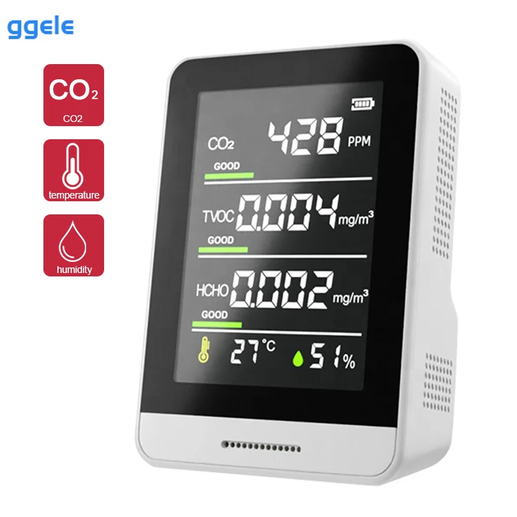 ggele Portable Mini Air Quality Co2 Meter Indoor Air Quality Co2 Monitor High Accuracy Portable Air Quality Detector