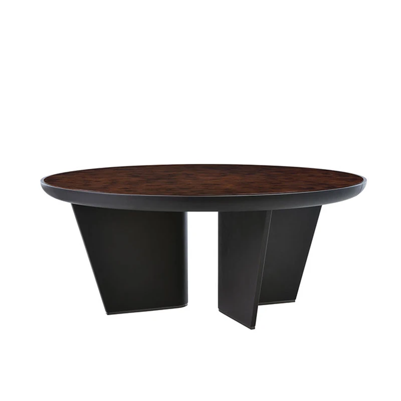 OEM Custom Burl Wood Top Oval Dining Table Set With Chair Home Furniture Luxury Design