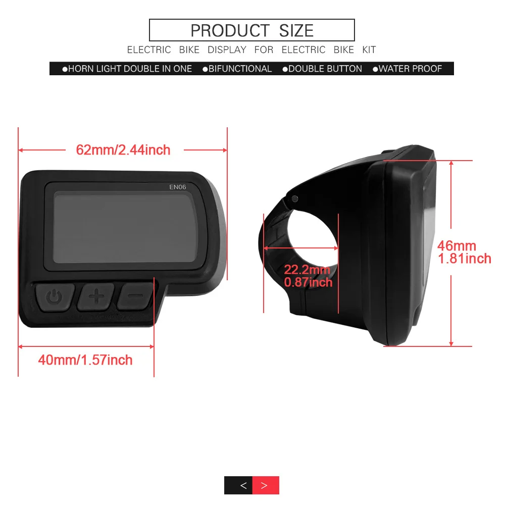 24V 36V 48V with USB Power Speed Display E-bike Conversion Parts Waterproof/SM Plug E-Bike Display Meter LCD-EN06 Display