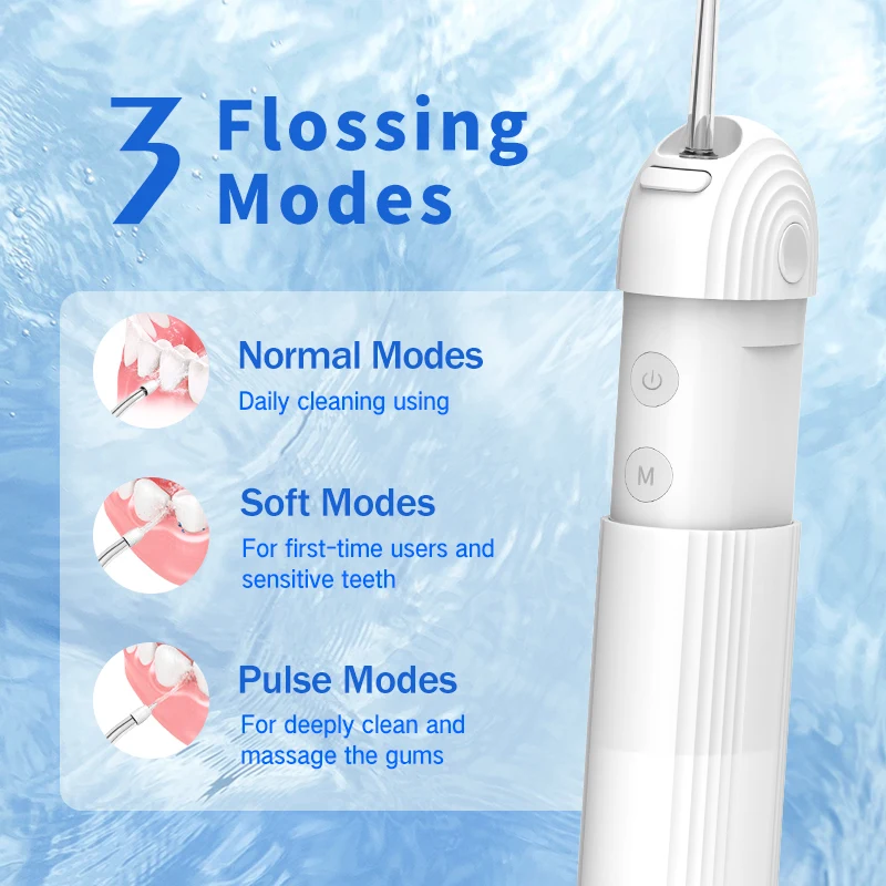 2024 New Portable Oral Irrigator Nozzle Removable Retractable Water Tank Waterproof Cleaning Teeth Whitening Water Flosser