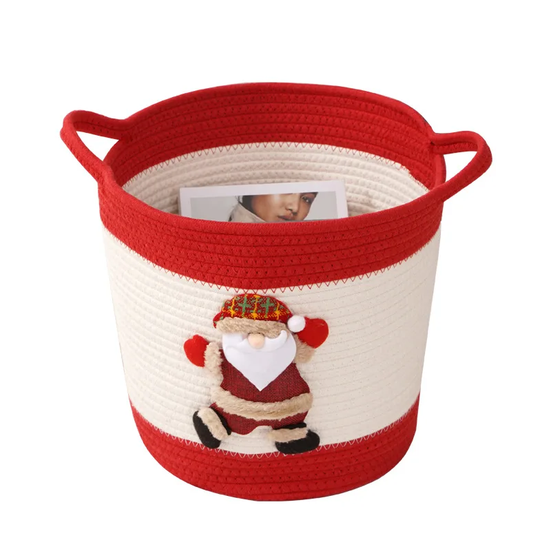 wholesale diaper Christmas gift kids laundry baskets  cartoon cotton rope children  santa resin toys  storage basket with handle