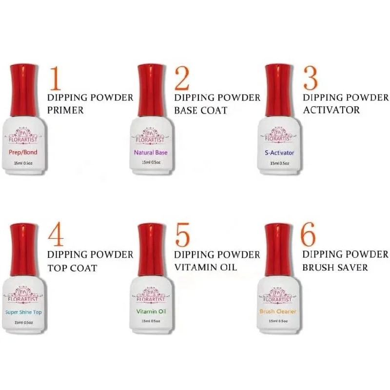Custom Logo Dipping Powder Base Activator Dip Top Coat Dipping Liquid System for Acrylic Powder Nail Supplies Private Label OEM