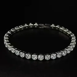 Wholesale Women Jewelry 18K Gold Plated Stainless Steel Rainbow Colorful Baguette Diamond Tennis Bracelet