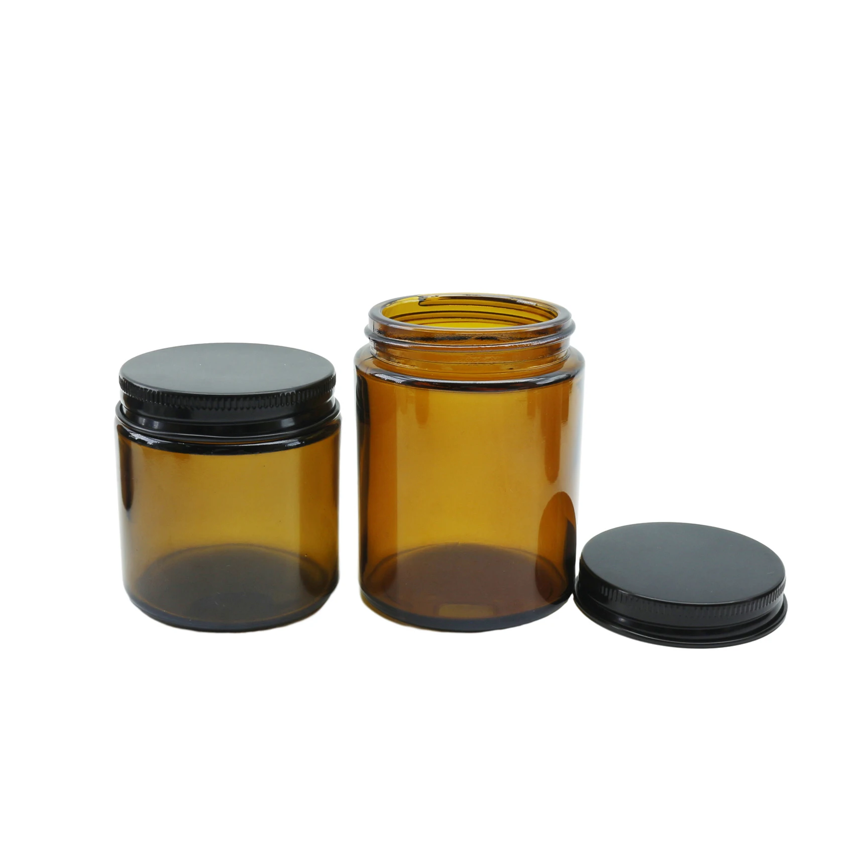 4oz 5oz 8oz Amber Empty Glass Scented Candle Jar With  Black