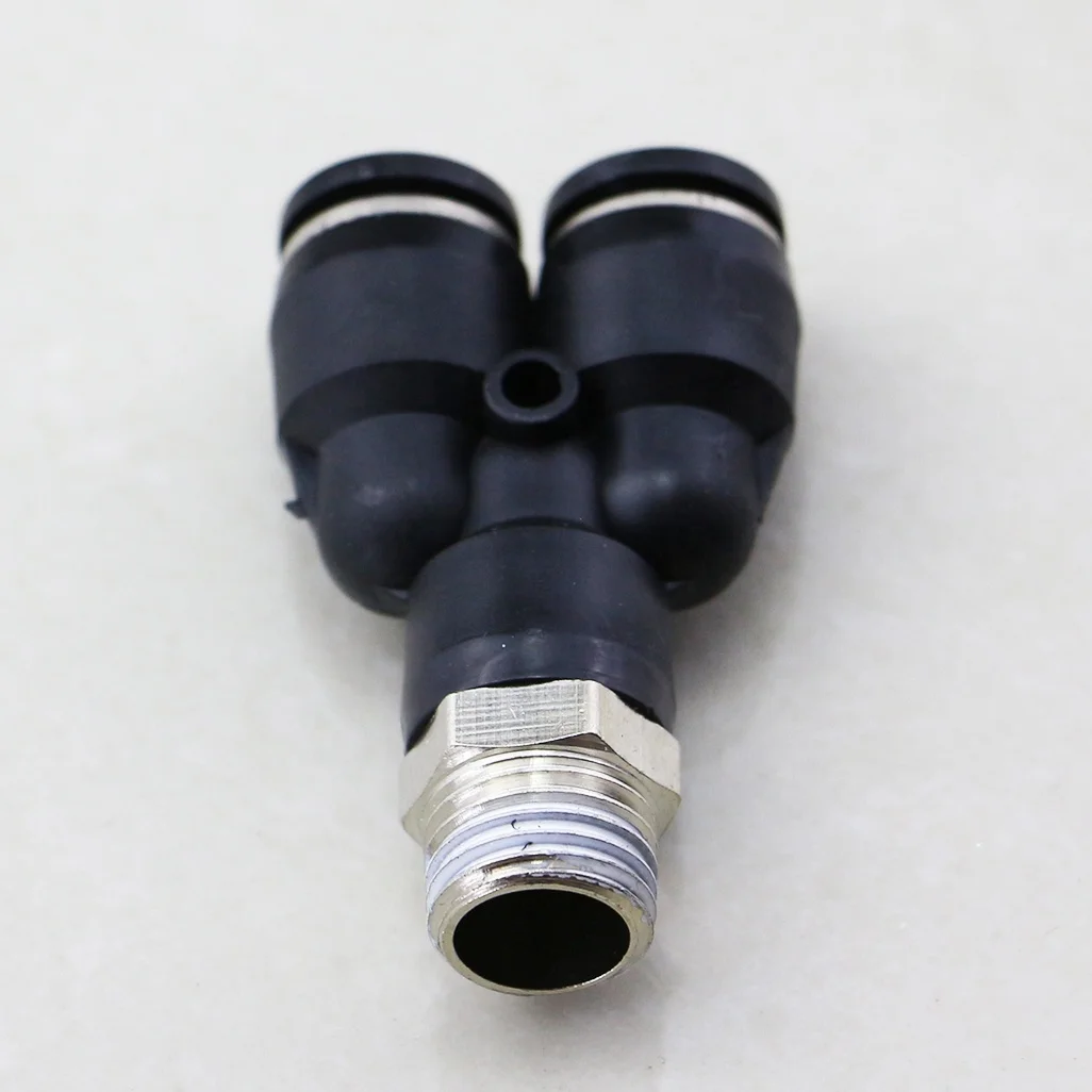 PX PYB Three Way Quick Connect One Touch Air fittings Pneumatic Male Thread Brass Nickel Plated Y Tee Pipe Fitting