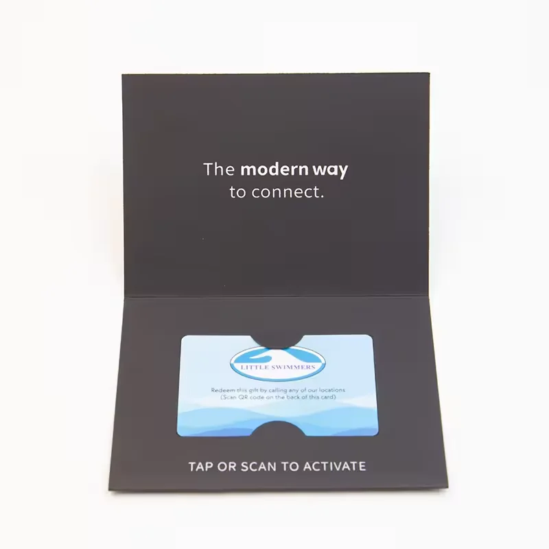 Custom Logo UV Printing Business VIP Credit Card Foldable Gift Box Black Cardboard Envelope Packaging Box