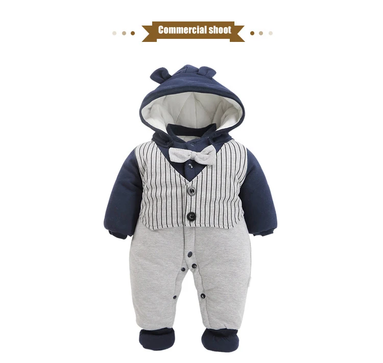 
Newborn Baby Cartoon Bear Snowsuit Warm Fleece Hooded Romper Jumpsuit 