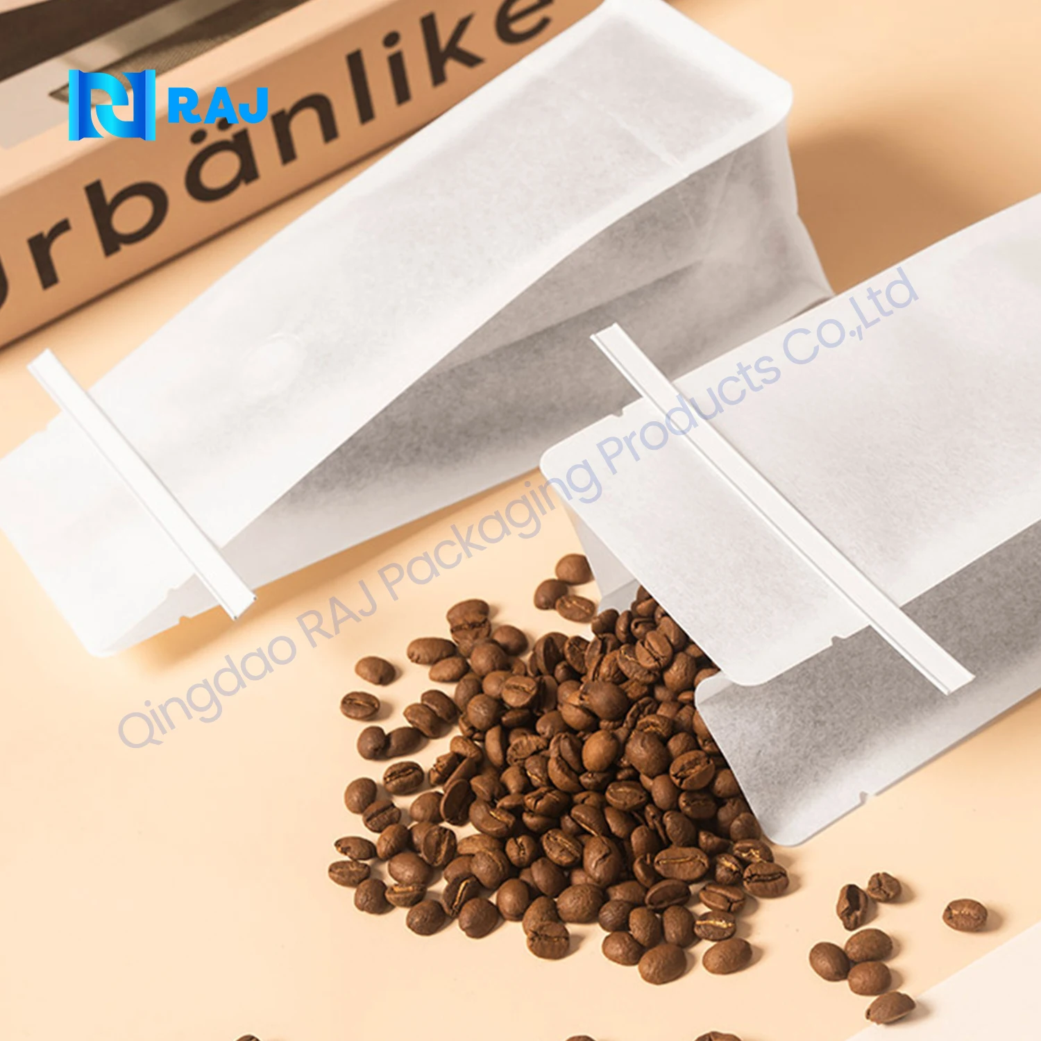 Heat Seal Flat Bottom Bag 12Oz Block Bottom Custom Coffee Bags Standing Pouch Biodegradable Coffee Bags