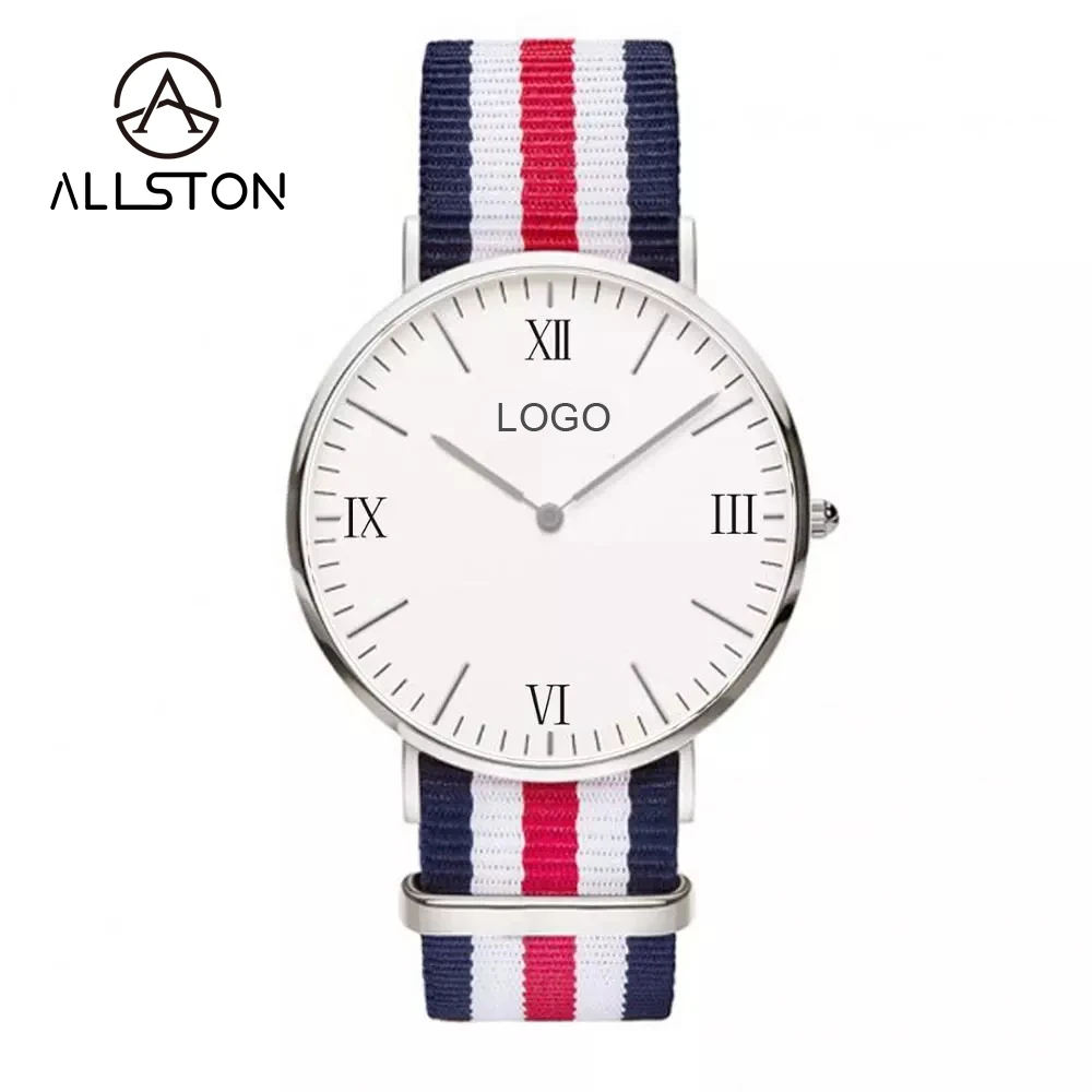 ASN-21 Strip Strap Minimalist Women Watch with interchangeable Bands Custom Watches MOQ 1 Nylon and Leather Strap Watch for man