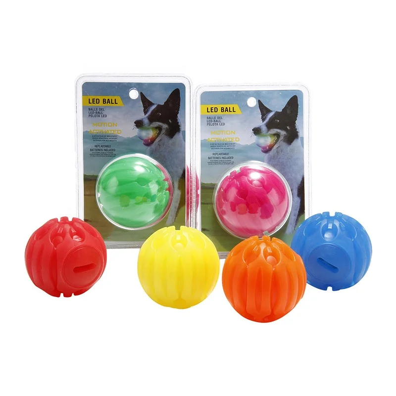 RSH Popular Selling Pet Dog Interactive Toys Rubber Durable LED Dog Ball Bite Resistant Training Toys with Blister Cardboard