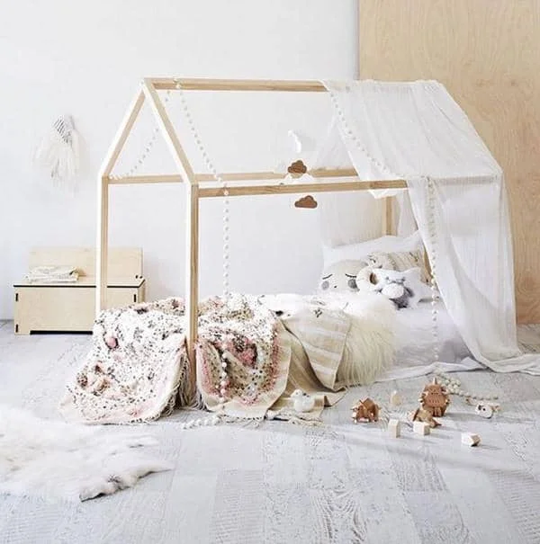 Natural Wood Montessori Bed For Kids High Quality Wood Floor Bed For Toddlers