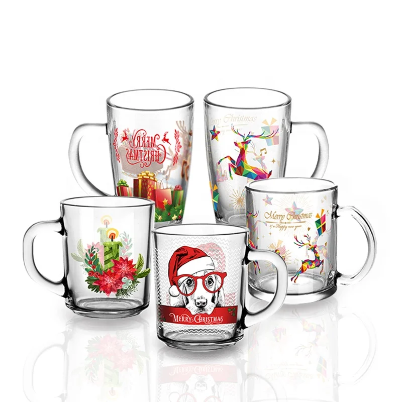 Wholesale 230ml Classic Cheap Decal Glass Cups for Sublimation glassware Promotion Mug Custom-made logo As Festival Gift