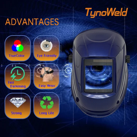 large visible screen PA/PP material auto darkening welding helmet