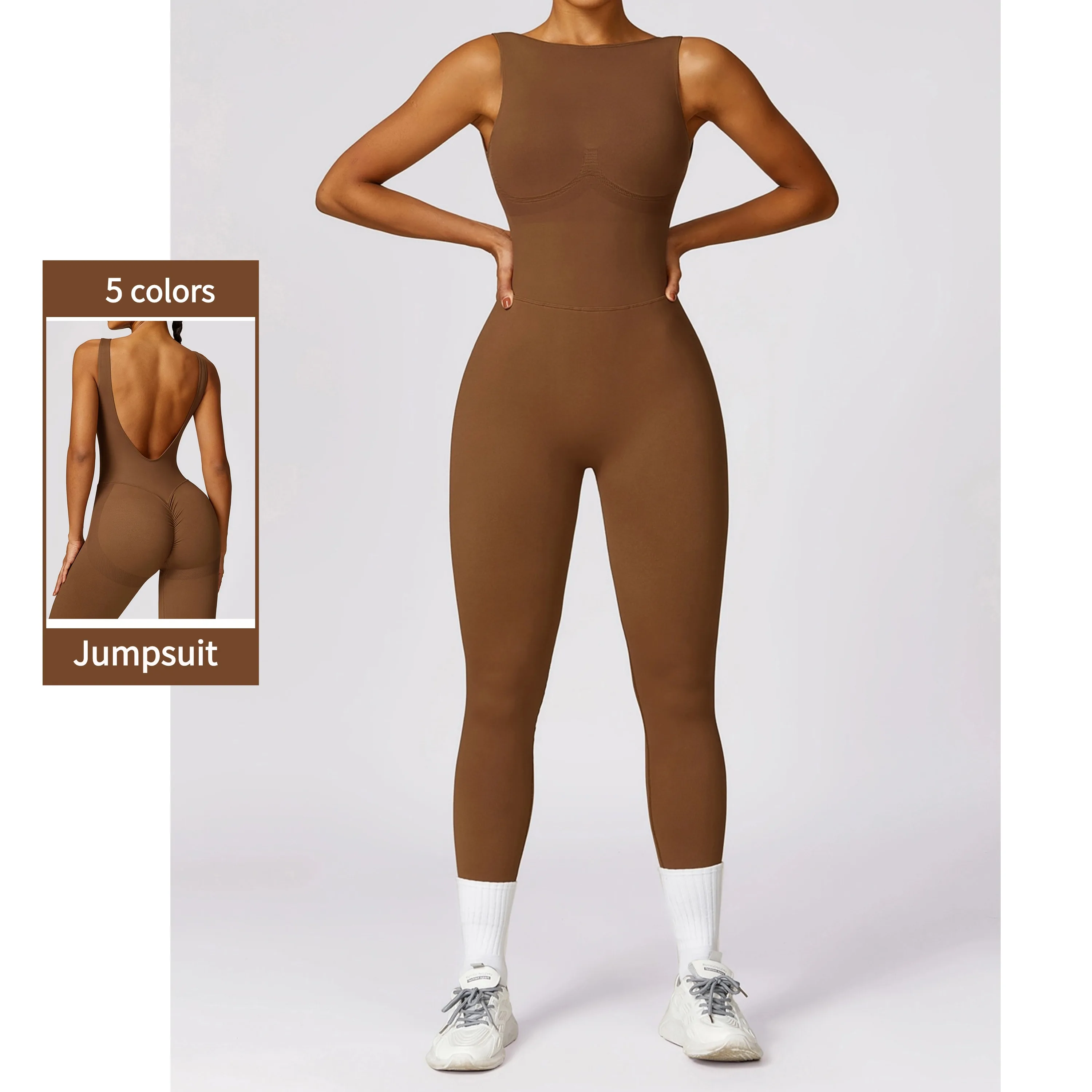 Women Custom Logo Backless Sport Active Wear Gym Workout Seamless Romper Yoga Jumpsuit it One Piece Yoga Jumpsuit