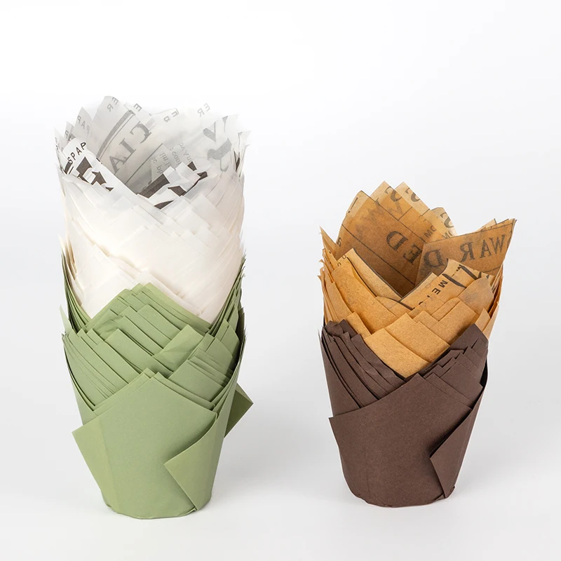 LOKYO wholesale food grade Christmas baking custom design cupcake liners tulip paper muffin cups