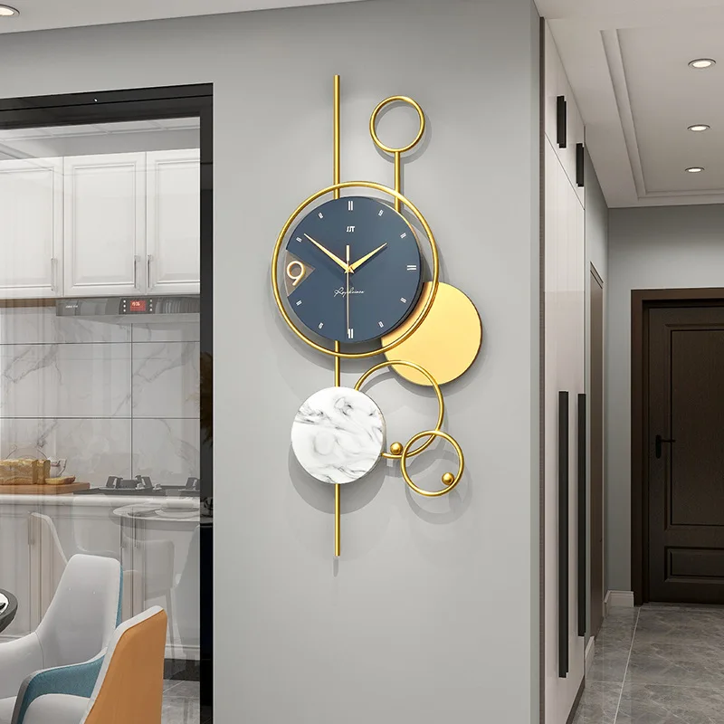 2021 new product metal gold leaf luxury decorative wall clock for living room