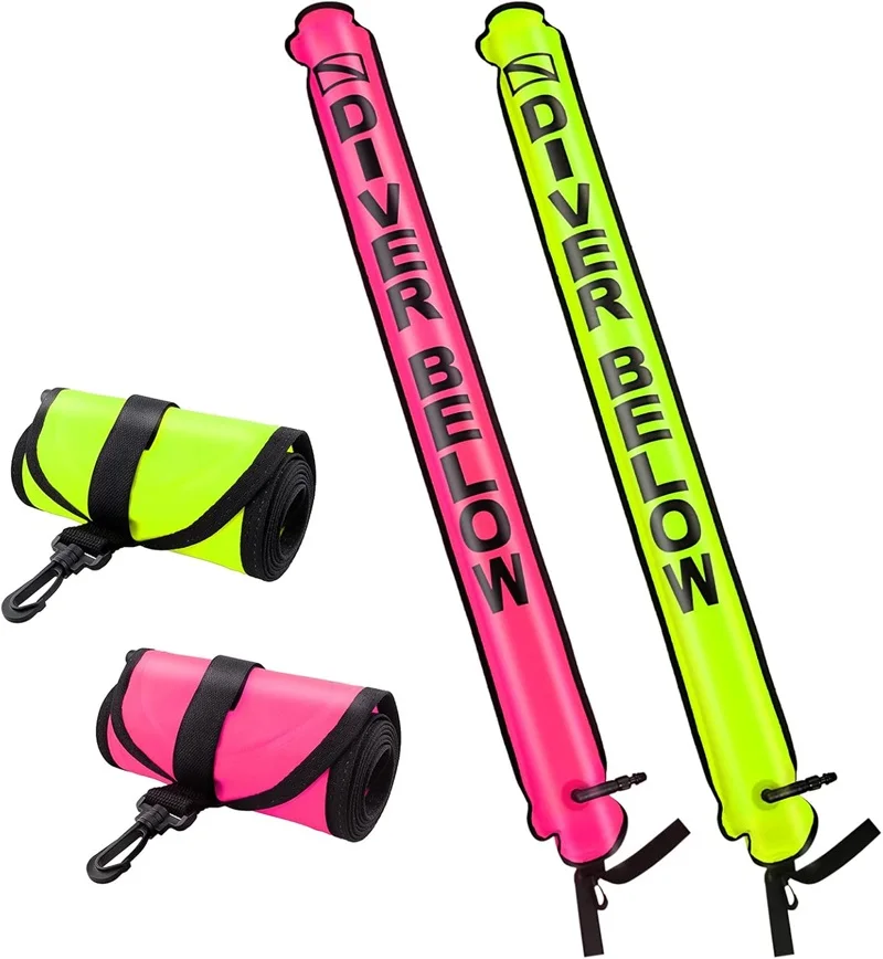 Surface Marker Buoy High Visibility Inflatable Closed Bottom Signal Tube Safety Sausage For Underwater Scuba Diving