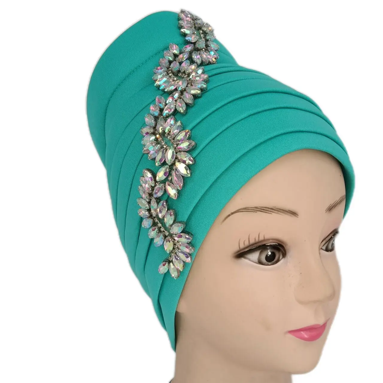 Оптовая продажа шапки-тюрбаны мусульманская и индийская головная повязка женская вечерняя шапка со стразами жемчугом бандана головной тюрбан шляпа для