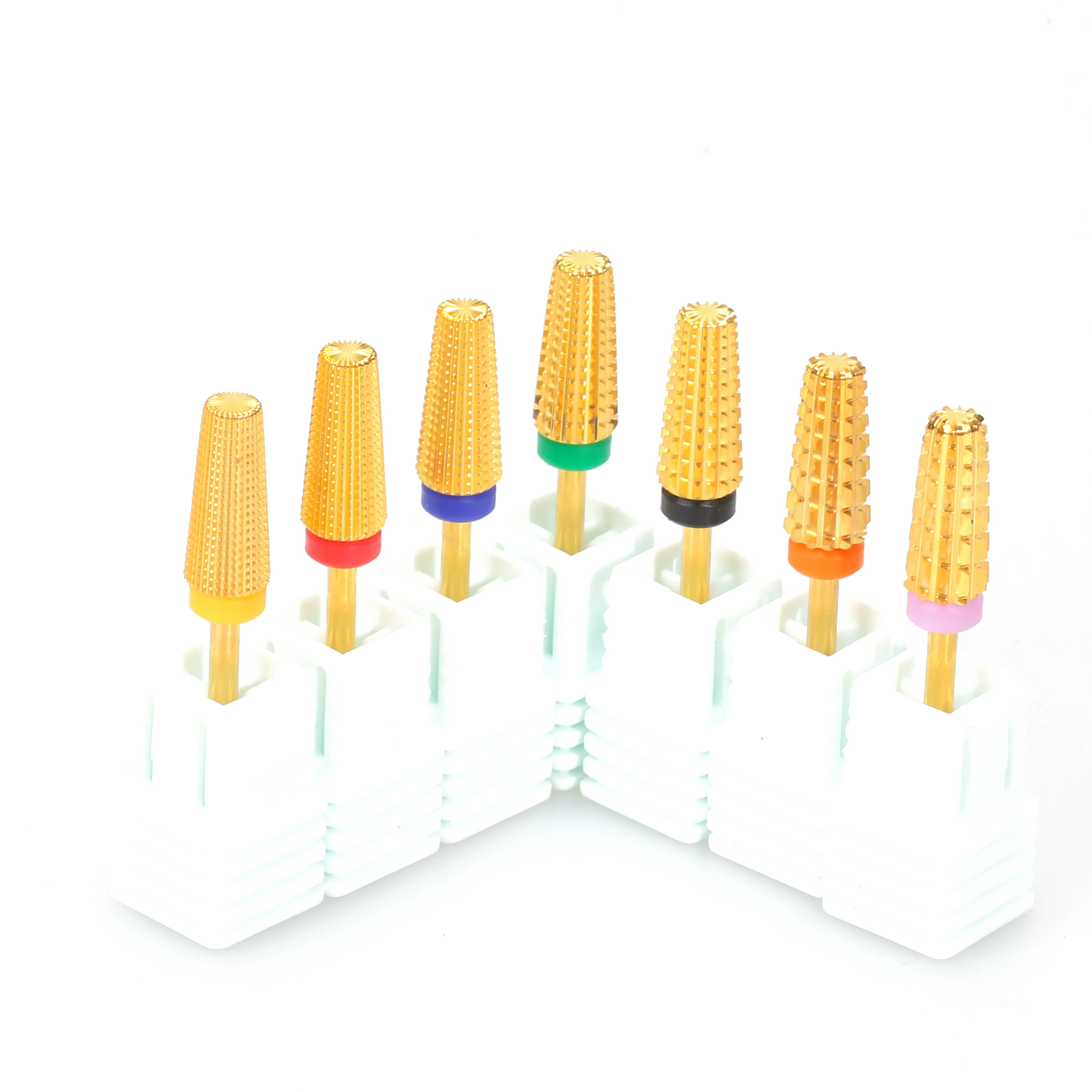 ESTAR New Design 5 In 1 Straight Cut Gold Tungsten Carbide Nail Drill Bits For Remove Gel Polish