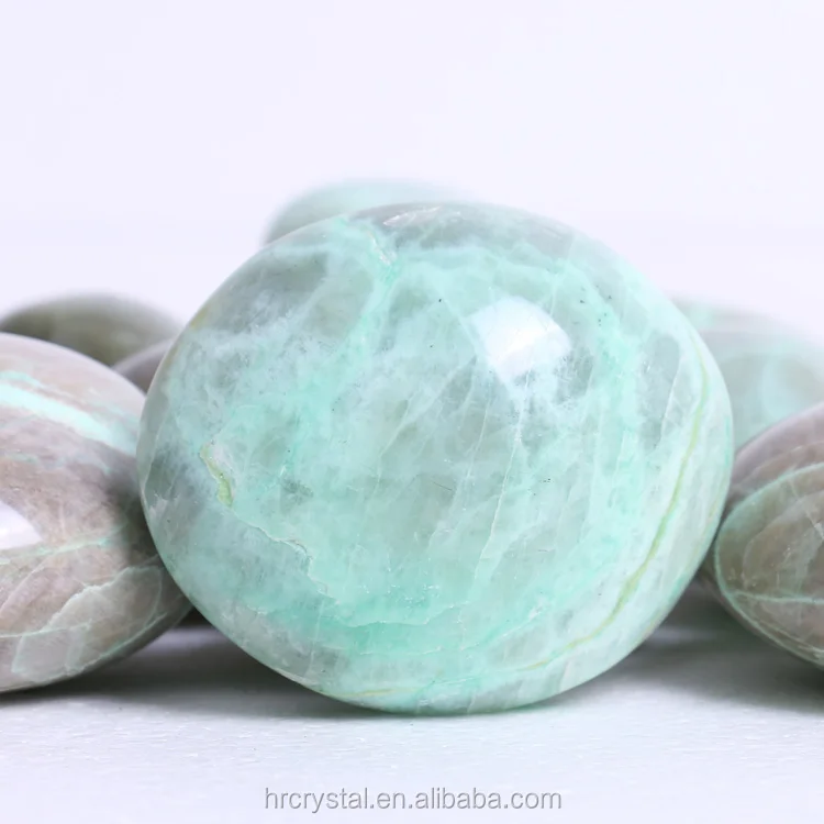 Оптовая продажа, ладони из натурального лунного камня зеленого цвета для украшения