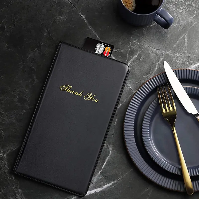 Wholesale Custom Logo PVC Restaurant Bill Folder PU Leather Bill Presenter Menu Holder For Hotel