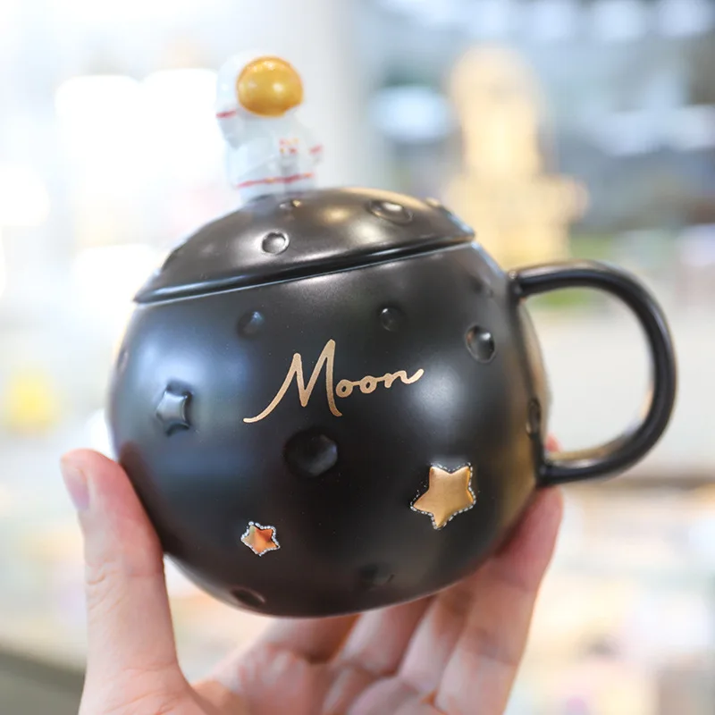 SYL OEM Creative Astronaut Moon Pot Belly Cup porcelain coffee cup Home Office Gift Mug tea cups ceramics porcelain