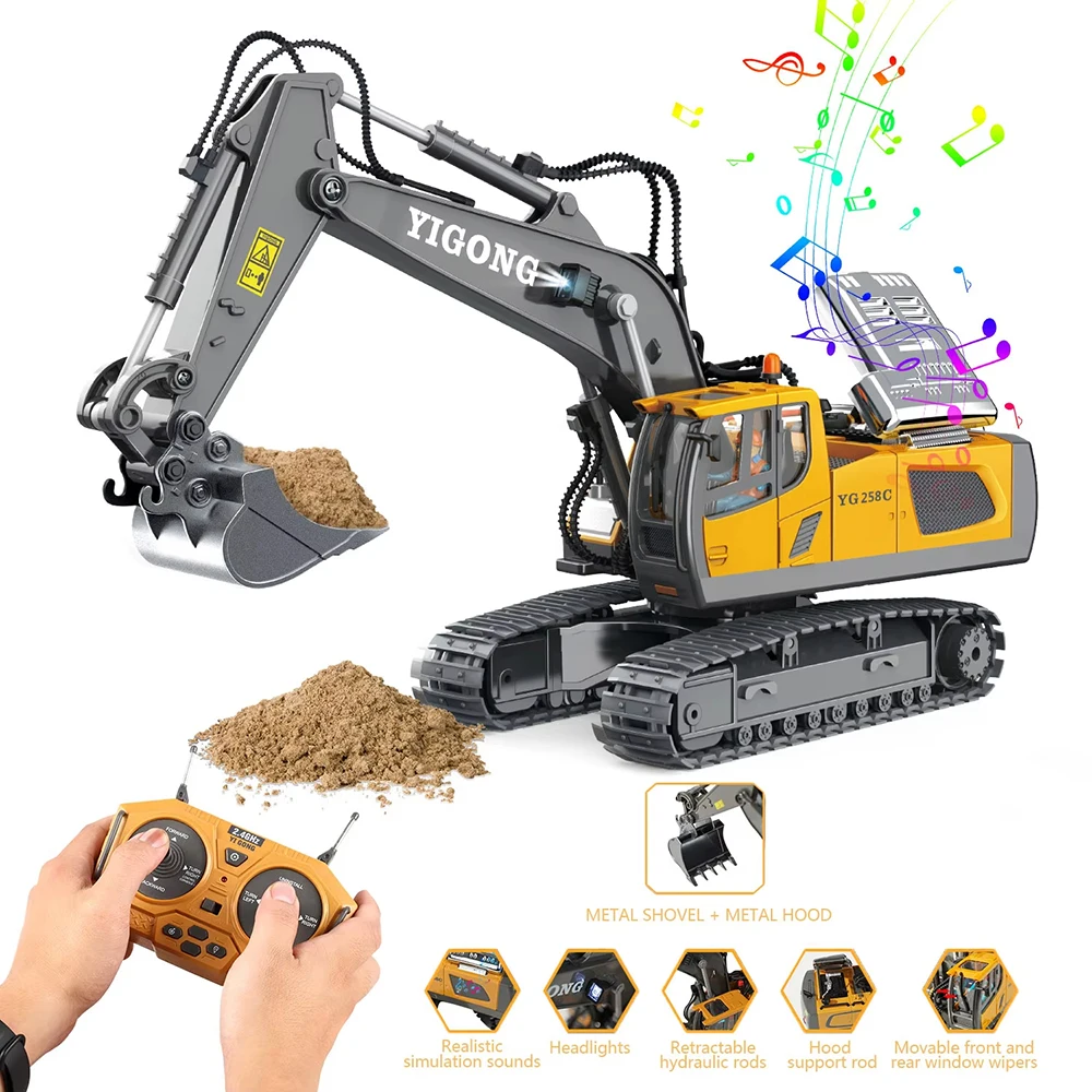 2.4G Remote Control Excavator Dump Truck RC Model Car Toy Professional Alloy Plastic Simulation Construction Vehicle for Kid