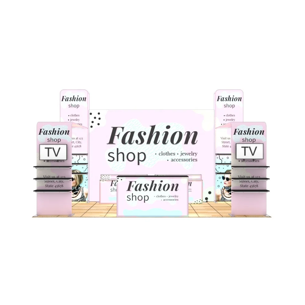 Eye-catching SEG Lightbox Expo Aluminum Profile Illuminated Fabric Backlit Portable 10X20 Trade Show Display Booth Exhibition