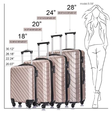 
Free shipping for Distric 6 area from US within 24hours Rose Gold Trolley spinner 4 Pcs Luggage Set for Travel 