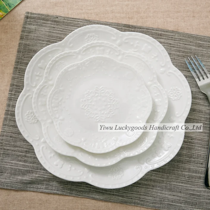 LG20190620-8 factory sale cheap price ceramic plate sets dinnerware white plates for home restaurant hotel