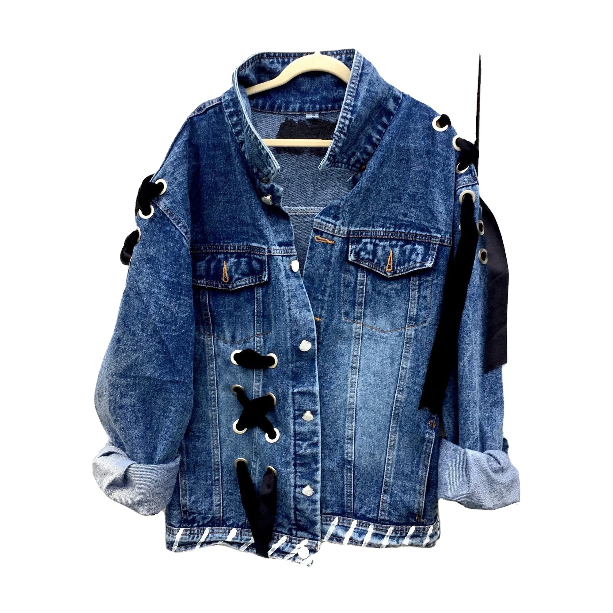 Fancy  wholesale new fashion jean customize logo printed winter denim jackets women